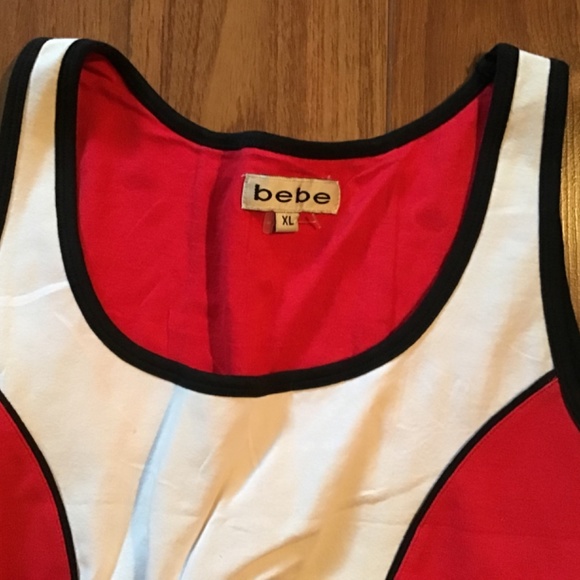 Bebe Red & White Tank Top XL - Picture 3 of 3